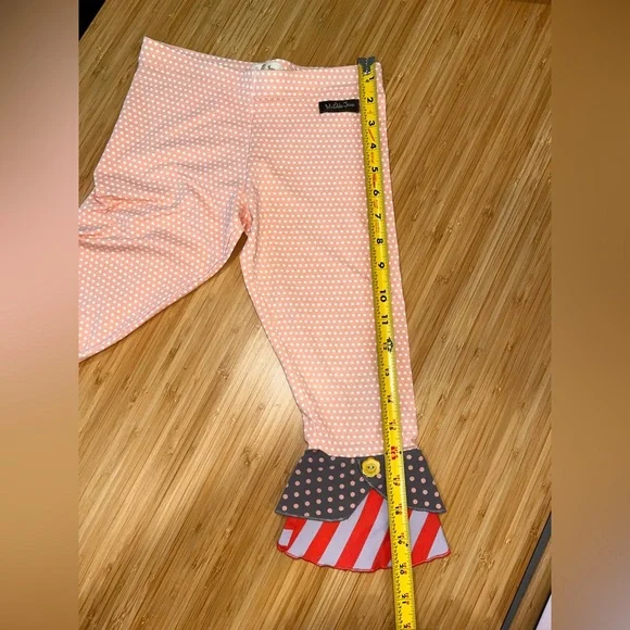 Matilda Jane Scrappy Leggings Girls Sz 6 Pants Ruffled Hem Boutique Polka Dot - Picture 6 of 6